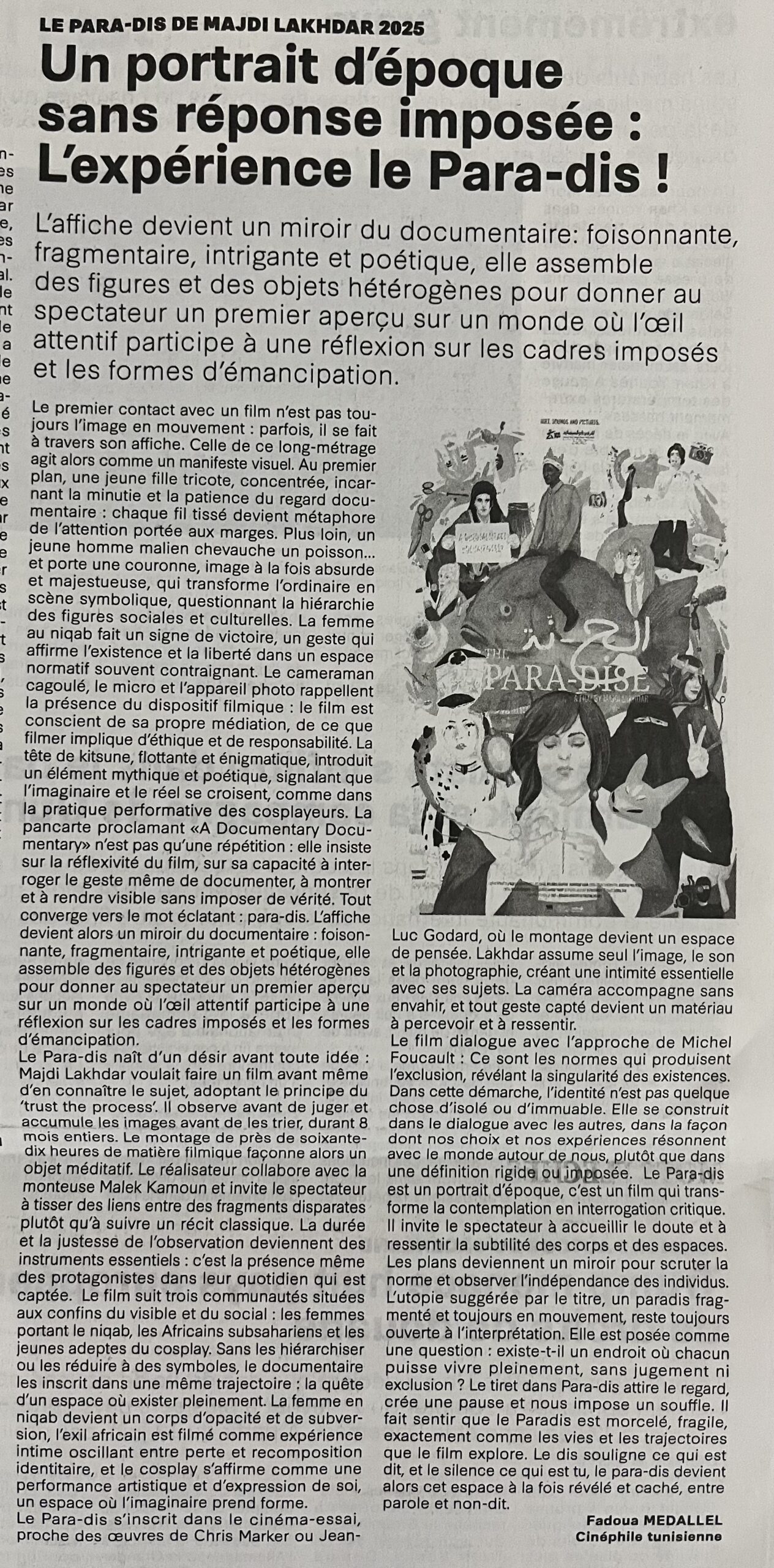 Article-Fadoua-Medallel-La-Presse-Presse-nationale-film-le-para-dis-majdi-lakhdar